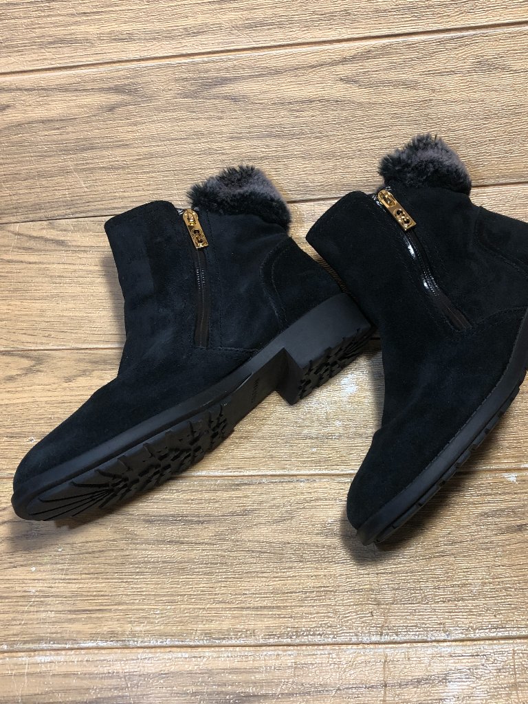 Cole Haan Quinney Faux Fur Suede Booties Black, 8.5